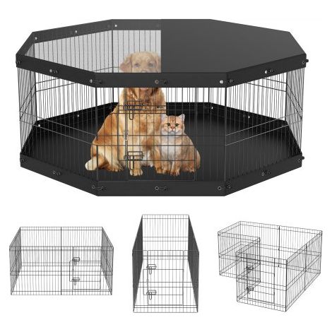 Parc pour Chien 61 cm Enclos Lapin Chat Chiot avec Couverture (1/5)