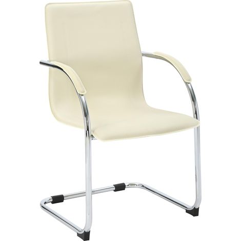 Silla cantilever Noeleen de piel sintetica Crema