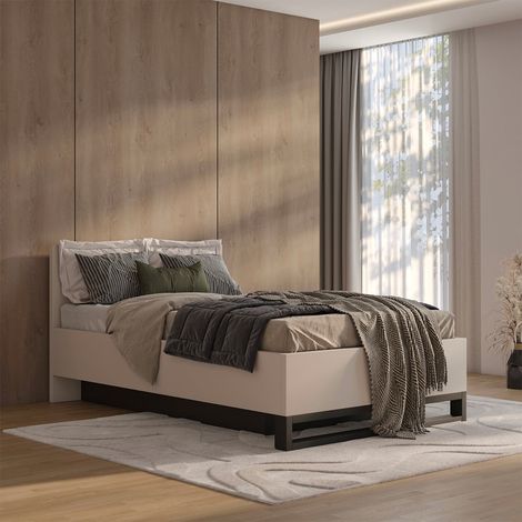 Lit coffre 140x200 sommier inclus Eden Cachemire et Noir (1/5)