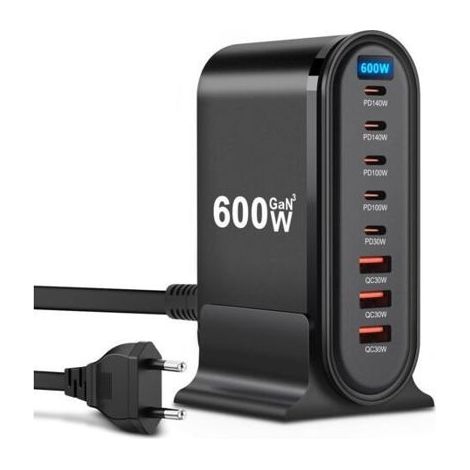 Chargeur USB 8 ports : notre chargeur USB est équipé de 8 ports de charge USB, dont 5 ports PD USB C (max. Puissance 100 W) et (1/5)
