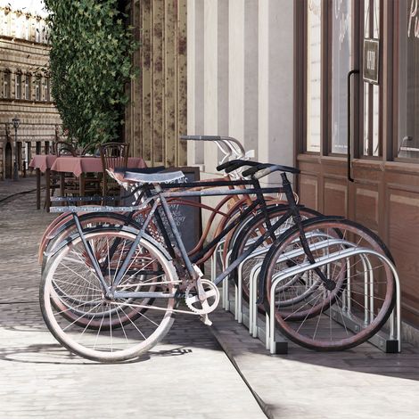 Parking Vélos Intérieur Extérieur Aménagement Argent 145x33x27cm (1/4)
