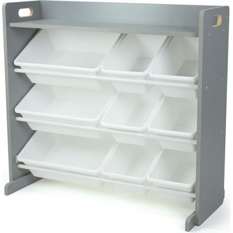 étagère pour Enfants, Organisateur de Jouets avec 9 bacs de Rangement, Gris/Blanc (1/5)