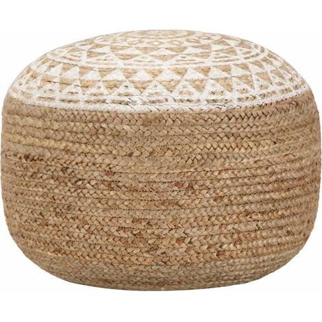 vidaXL Pouf Lavorato a Mano Bianco 45x30 cm in Juta (1/3)