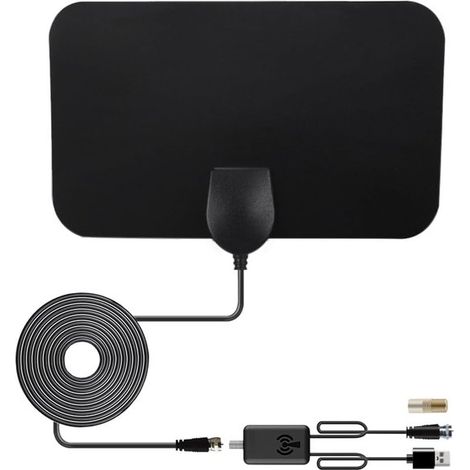 HDTV-Zimmerantenne 10dBi Enhanced DVB-T2 HD Digital-TV-Antenne mit F-Buchse auf TV-Stecker-Adapter 80 Meilen Reichweite Mini-Antenne für RG174 3 3 (1/2)