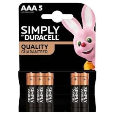 BATTERIA DURACELL SIMPLY AAA IN CONFEZIONE DA 5 BATTERIE (1/2)