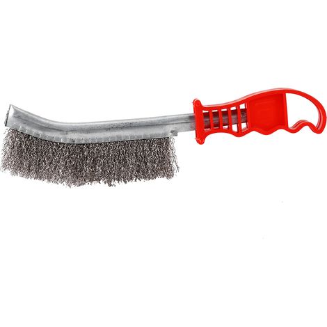 Brosse à main en acier inoxydable résistante, poils 3,2 cm, rouge 250 mm, décoration rouille peinture, 1 pièce (1/5)