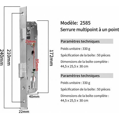 Corps de serrure 2585 mono-point série 85 pour porte aluminium 2585 24 × 4 × 17,2 cm 330 g – Livraison gratuite