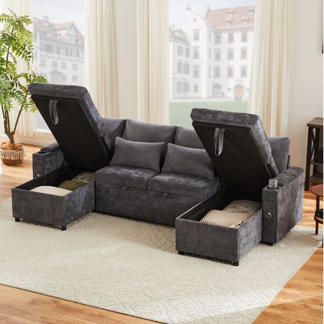 Sofá cama chaise longue con almacenaje 272 cm OKMYHOME (1/5)
