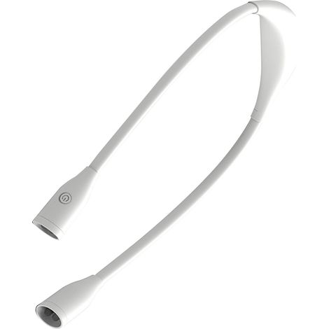 Lampe de lecture LED rechargeable pour le cou, orientable à 360°, idéale pour lire au lit (blanche). (1/5)