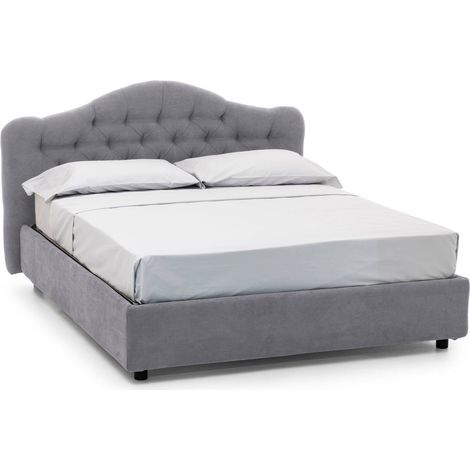 Letto Matrimoniale Alfer, Letto Matrimoniale Materasso Incluso, Sfoderabile Made in Italy, Contenitore, Grigio