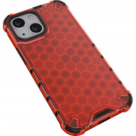Custodia rinforzata a nido d'ape con cornice in gel per iPhone 13 Mini, rossa. (1/5)