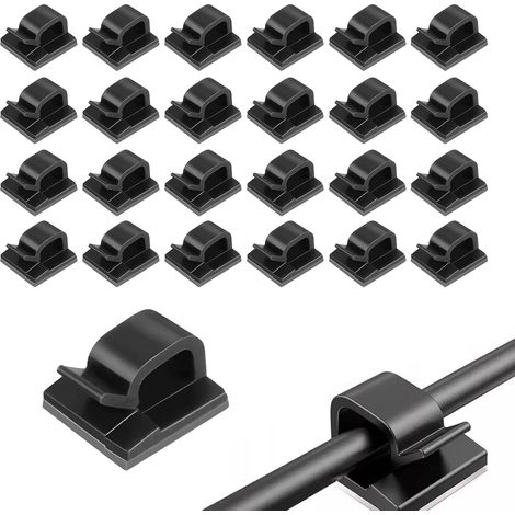 80 Clips de Câble Adhésifs - Organisateur Universel pour Bureau, Maison, Installation Facile et Réutilisable（noir） (1/5)