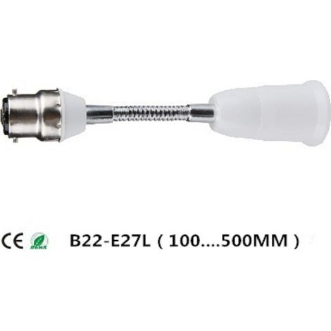 Tuyau d'extension B22 vers B22, adaptateur flexible universel pour douille de lampe avec revêtement ignifuge CE (1/3)