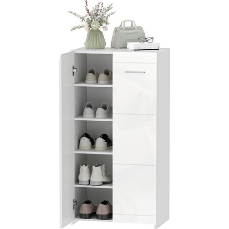 Meuble à chaussures laqué blanc étagères réglables 10 paires