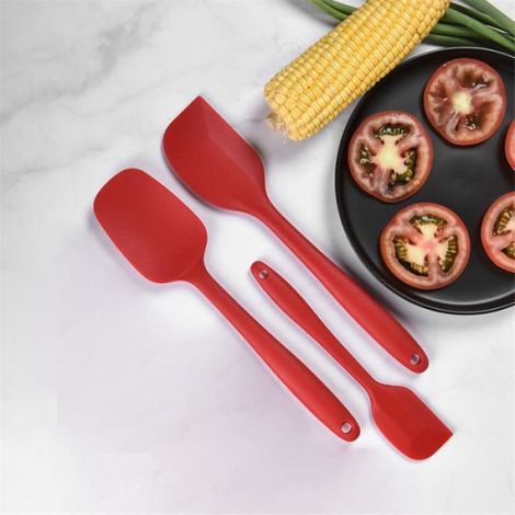 Spatule - Ensemble De 3 Spatules En Silicone Et Bois De Hêtre - Pour Cuisson Et Mélange - 3 Pièces (1/4)