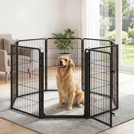 Enclos pour Chien 8 Panneaux, Parc Modulable en Acier Antirouille avec Porte, 170 x 170 x 100 cm, Noir (1/5)