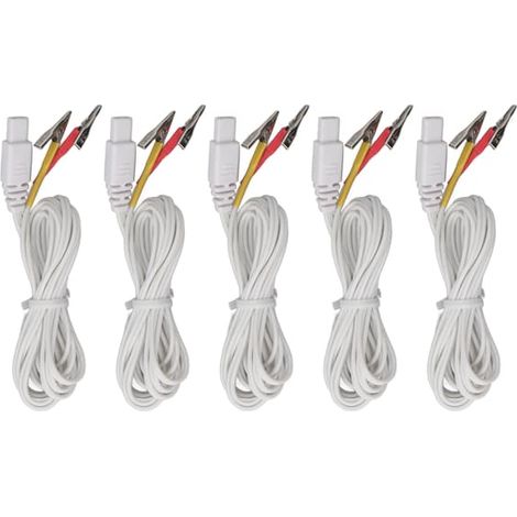 5 câbles d'électrodes à pince rouge et jaune, cordon de connexion pour appareil thérapeutique TENS blanc (1/5)