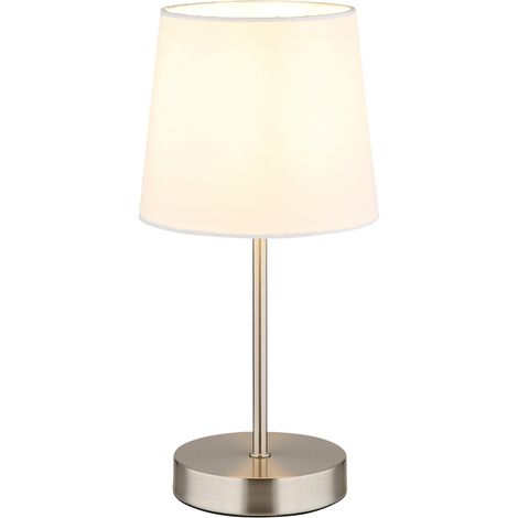 Lampada da tavolo, lampada da salotto, lampada da comodino, interruttore, metallo argentato, H 32 cm (1/5)