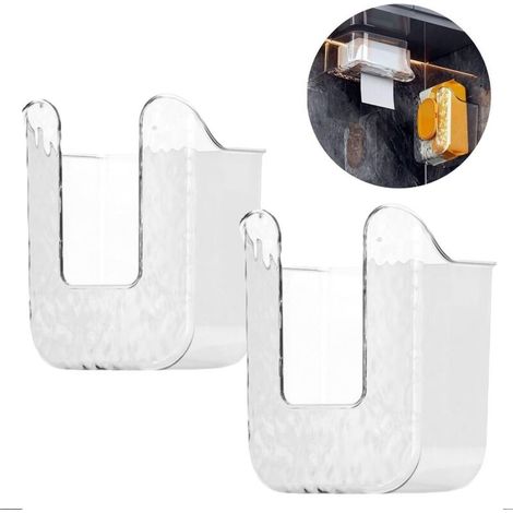 Distributeur de papier toilette humide (lot de 2) - Boîte de rangement pour lingettes humides - Distributeur mural de mouchoirs - Distributeur de mouchoirs adapté aux salles de bain - Transparent