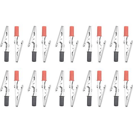 Lot de 20 mini pinces crocodiles SENRISE avec poignée en plastique isolée pour test de câble Pinces crocodiles en métal de 50 mm noir et rouge (1/3)