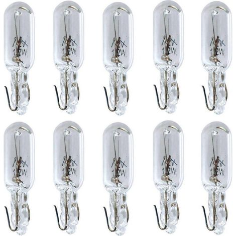 10 Ampoules T5 - 12V 1.2W W2x4.6d - Wedgebase - clignotant et tableau de bord