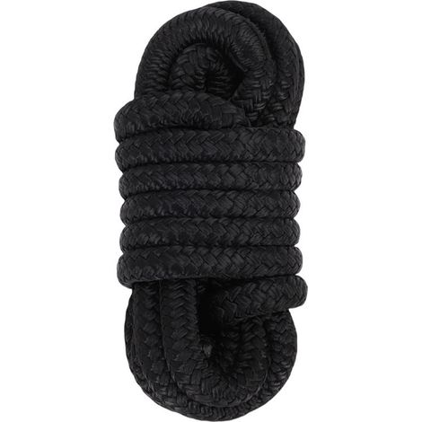 Ortviai Corde d'amarrage marine en nylon tressé double, 9,5 mm x 4,5 m, œillets de 30 cm, noir (1/5)