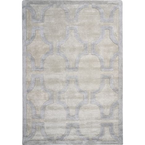 Alfombra de viscosa rectangular en color beige y gris 160 x 230 cm Gwani (1/5)