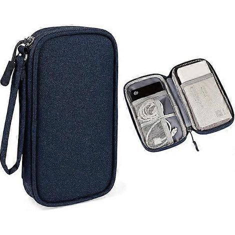 Étui double couche pour batterie externe, sac de transport pour batterie externe Romoss, Samsung, Anker 20 000 mAh et 10 000 mAh (bleu)