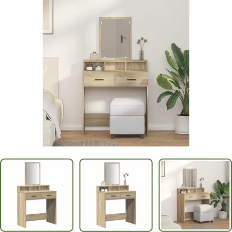 Holzschminktisch - Schminktisch Sonoma-Eiche 79 x 41 x 140 cm Holzwerkstoff (1/5)