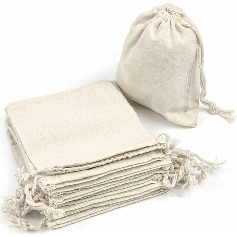 Lot de 50 sacs en coton avec cordon réglable, sac cadeau, sacs en tissu pour travaux manuels, sac en tissu pour matériel de peinture, sac d'anniversaire