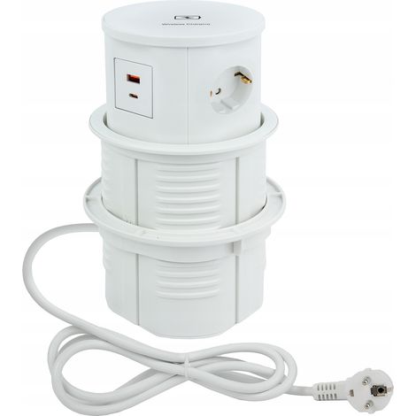 Prise de charge dissimulée dans le plateau, blanche, chargeur à induction 15 W, 2 ports USB 16 A (1/5)