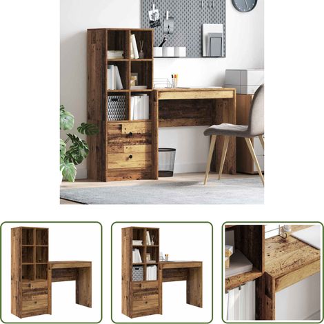 vidaXL Bureau ancien - Bureau avec tiroir 2 pcs Bois ancien (1/5)