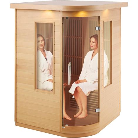 Réglage simple, sauna infrarouge 2 personnes 2000 W avec Bluetooth, chromothérapie et porte en verre trempé (1/5)