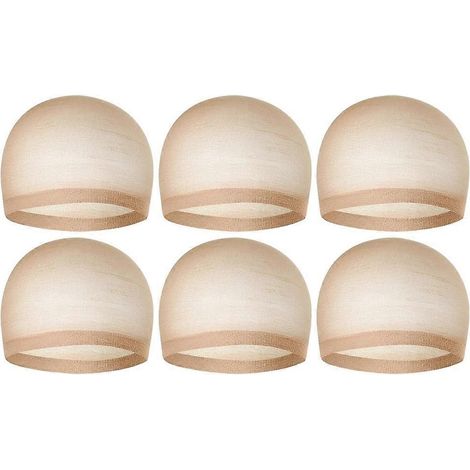 Set mit 6 ultradünnen, dehnbaren Netzperückenkappen in Hautfarbe mit Netzfutter. (1/5)