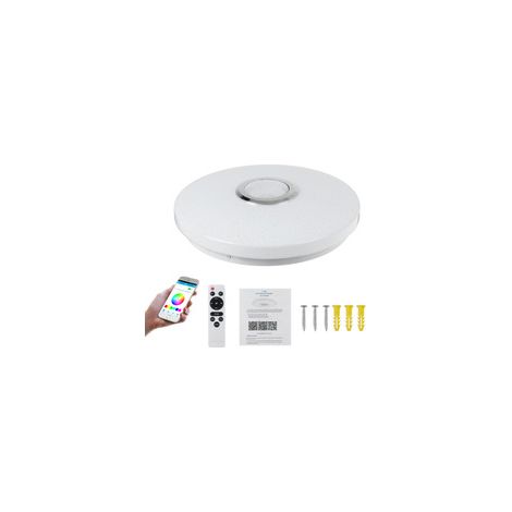 TAISHENGDA-Plafonnier LED Bluetooth 31 cm avec Haut-Parleur – Lampe de Plafond Ronde RGB Multicolore pour Chambre Salon（36W 30cm bords droits couleurs Bluetooth application musicale + télécommande (22