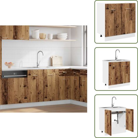 vidaXL Armoire de plancher d'évier vieux bois 80x46x81,5 cm (1/5)
