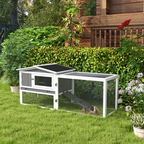 Weatherproof Outdoor Rabbit Hutch with Spacious Fenced Area for 1-2 Rabbits, Easy to Assemble and Clean, Ideal for Pet Owners