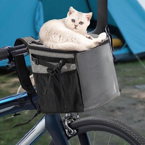Cestino per bicicletta per cani e gatti, grigio chiaro (1/5)