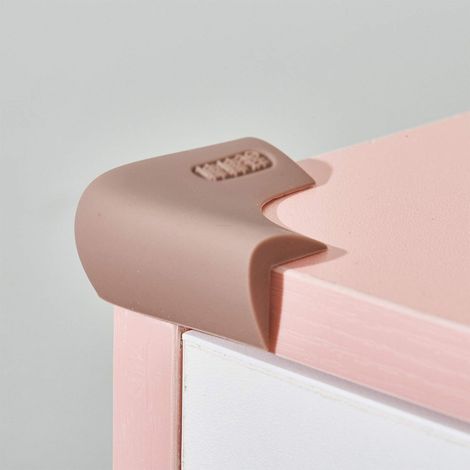 Protections d'angle en silicone de qualité alimentaire, protections de bord de table sans BPA, adhésif pré-appliqué (marron, 4 pièces) (1/5)