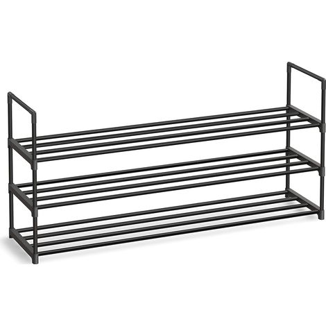 Étagère à chaussures de 4 niveaux porte-chaussures en métal pour 20 paires de chaussures pour salon entrée couloir vestiaire 92 x 30 x 74 cm gris (1/4)