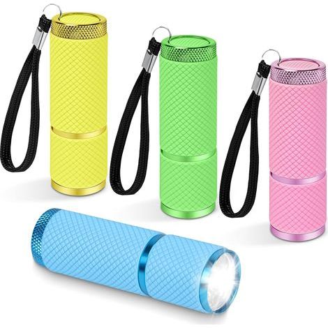 4 Mini-Taschenlampen, extrem leistungsstarke LED-Taschenlampen, batteriebetriebenes Set, LED-Taschenlampen-Set, kleine Lampe mit 9 LEDs, für Arbeit, Camping, Lesen, Spazierengehen [Energieklasse (1/5)