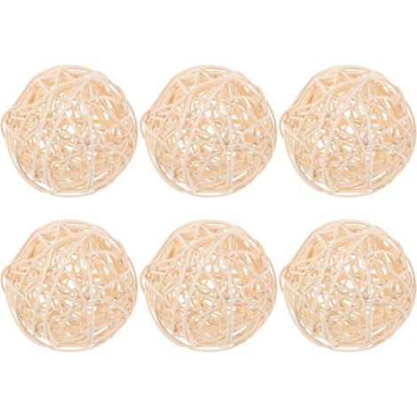 Lot de 6 boules décoratives en rotin tressé : centres de table rustiques, jouets pour oiseaux, remplissage de vases, décoration de table de mariage, accessoires à suspendre pour bricolage (1/3)