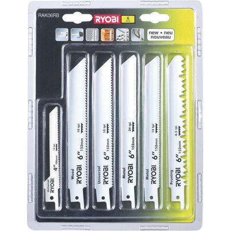 Ryobi 6 Piece Recip Blade Kit RAK06RB