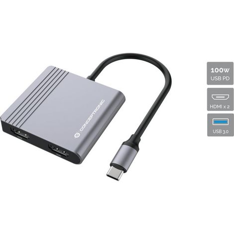 conceptronic DONN13G estación de acoplamiento gris USB Type-C