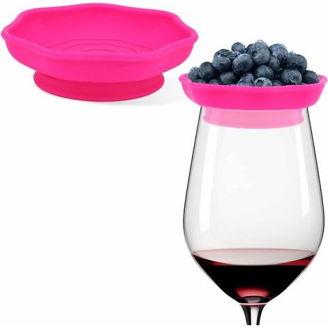Sottobicchiere da vino per carne, sottobicchiere in silicone, supporto per vassoio da carne in bicchiere da vino, piatto da antipasto in bicchiere da vino, per ristoranti e feste (rosso rosato)