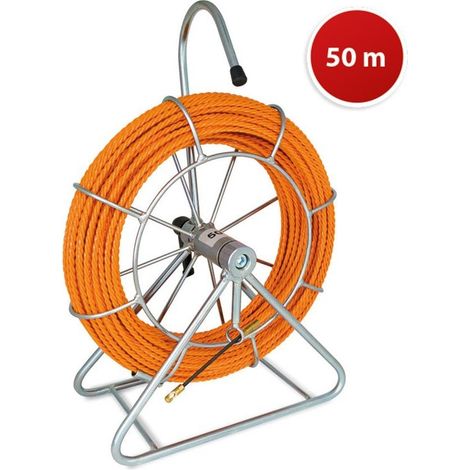Sonda tiracavi elicoidale in poliestere monofilo, Ø5,2mm, 50 metri, su aspo, con terminali M5 intercambiabili, arancione - Tecnid STOA5-050 (1/4)