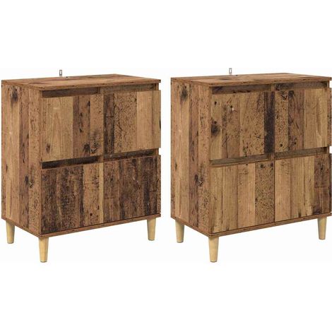 2 pcs Sideboard/Anrichte/Buffet Altholz 60 x 35 x 70 cm Holzwerkstoff LXWW731378 (1/5)