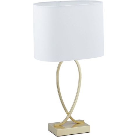 ACKERMAN Lampe de chevet doré/blanc, abat-jour, douille E27, 51 x 28 x 18 cm, pour salon et chambre (1/5)