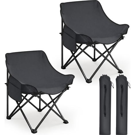 SUNULA Lot de 2 Chaises de Camping Compactes et Pliantes, avec Sac de Transport – Idéal pour Pêche, Plage et Pique-nique – Charge max. 100 kg – Gris (1/5)