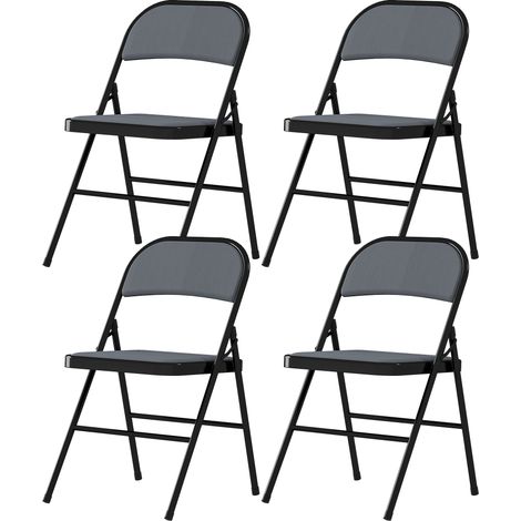 Lot de 4 chaises pliantes grises, chaises de salle à manger portables, cadre en acier, 45 x 46 x 78 cm (1/5)